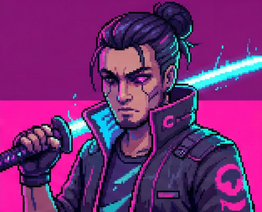 retro pixel avatar example - AI generated pixel art profile picture for Discord and gaming