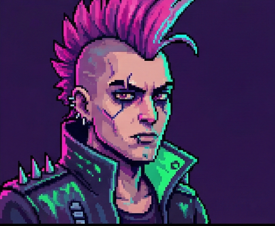 cyberpunk pixel avatar example - AI generated pixel art profile picture for Discord and gaming